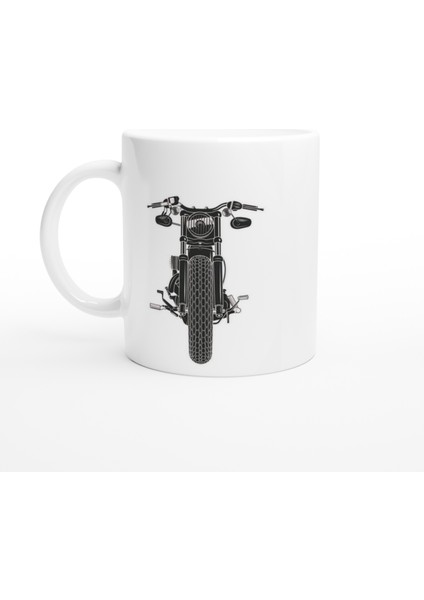 Önden Görünümlü Retro Motosiklet Baskılı Kupa Bardak