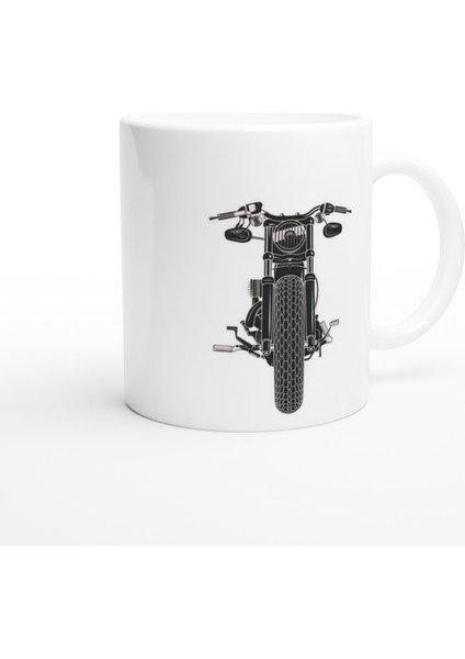 Önden Görünümlü Retro Motosiklet Baskılı Kupa Bardak