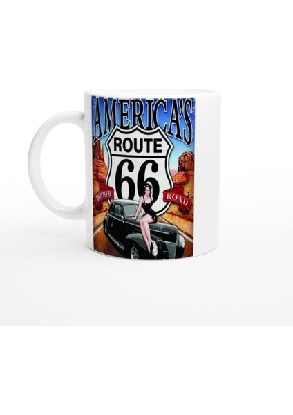 Route 66 Retro Pin-Up Kupa Bardak