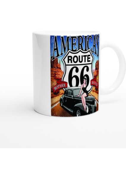 Route 66 Retro Pin-Up Kupa Bardak