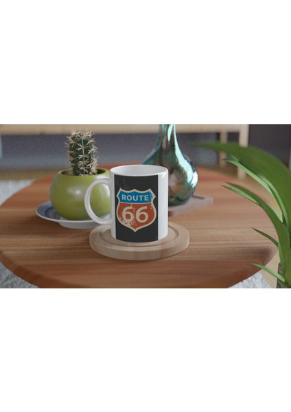 Route 66 Simgesi Baskılı Kupa Bardak