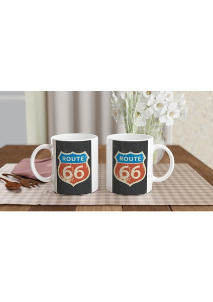Route 66 Simgesi Baskılı Kupa Bardak