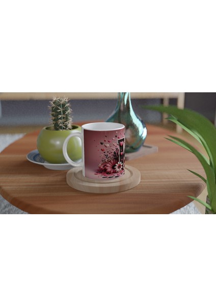 K Harfi Estetik Çizgili Harfli Kupa Bardak fırsatları