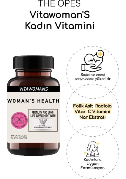Kadın Multivitamin Takviyesi | Adet Düzeni, Enerji, E-c Vitamini, Çinko, Ginseng, Hayıt