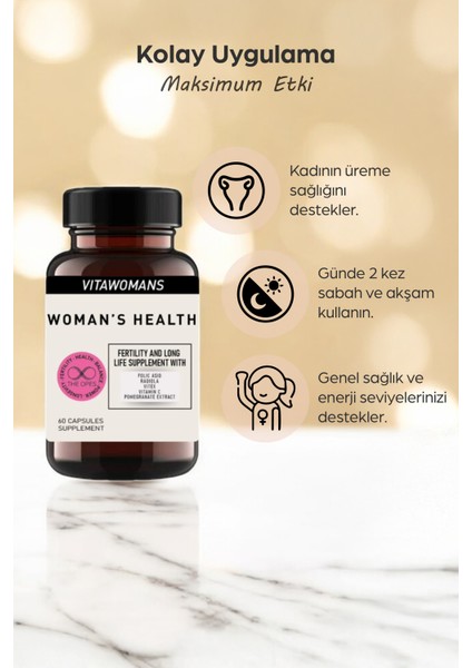 Kadın Multivitamin Takviyesi | Adet Düzeni, Enerji, E-c Vitamini, Çinko, Ginseng, Hayıt modelleri