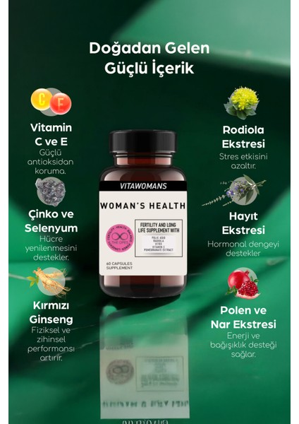 Kadın Multivitamin Takviyesi | Adet Düzeni, Enerji, E-c Vitamini, Çinko, Ginseng, Hayıt indirimleri