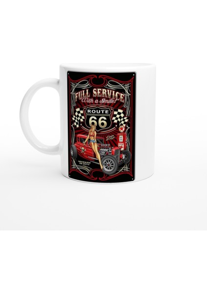 Route 66 Retro Servis Baskılı Kupa Bardak