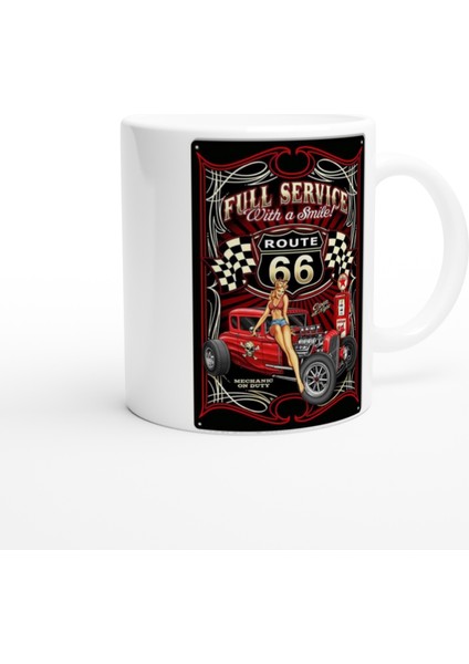 Route 66 Retro Servis Baskılı Kupa Bardak