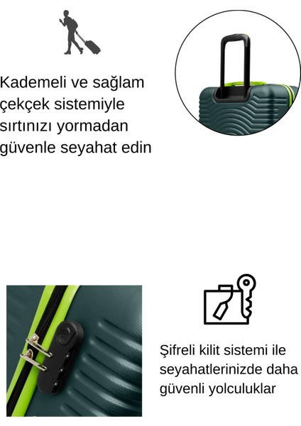 3'lü Valiz Seti Büyük Boy - Orta Boy - Kabin Boy Haki 1169 modelleri