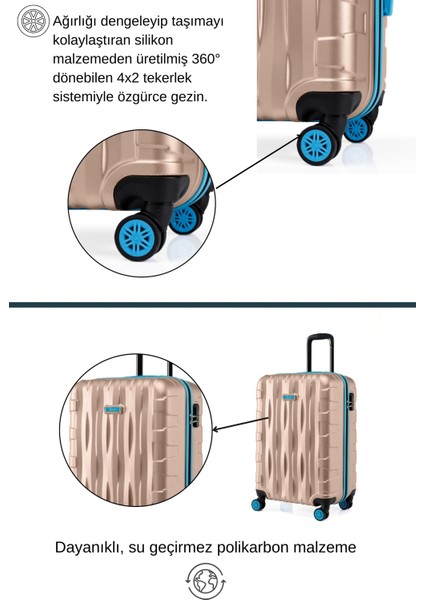 Kabin Boy Valiz 4x2 Teker Altın 1167 modelleri