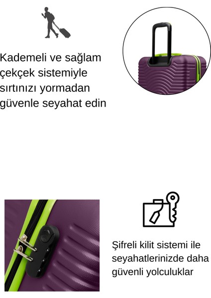 2'li Valiz Seti Büyük Boy - Orta Boy Mor 1169