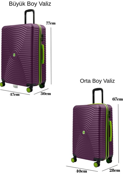 2'li Valiz Seti Büyük Boy - Orta Boy Mor 1169