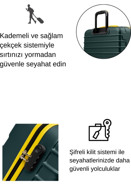 Büyük Boy Valiz 4x2 Teker Haki 1168