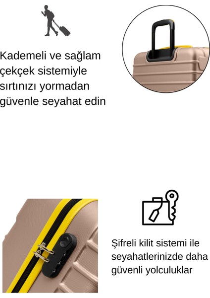 Büyük Boy Valiz 4x2 Teker Altın 1168