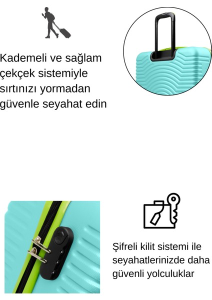 2'li Valiz Seti Büyük Boy - Orta Boy Su Yeşili 1169