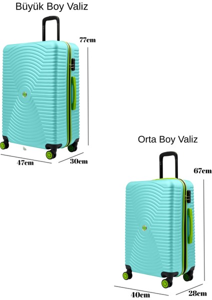 2'li Valiz Seti Büyük Boy - Orta Boy Su Yeşili 1169