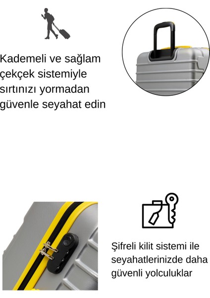 Büyük Boy Valiz 4x2 Teker Gri 1168