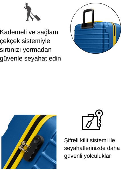 Büyük Boy Valiz 4x2 Teker Mavi 1168