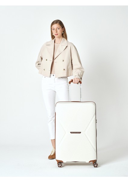 Benetton Polipropilen 2'Li Valiz Seti Beyaz BNT3000 (BÜYÜK + KABİN)
