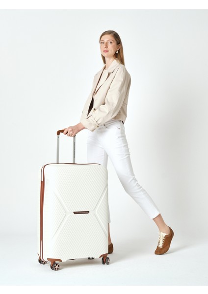 Benetton Polipropilen 2'Li Valiz Seti Beyaz BNT3000 (BÜYÜK + KABİN)
