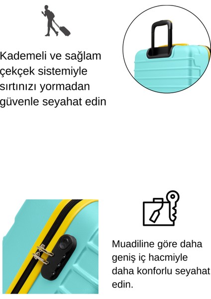 Kabin Boy Valiz 4x2 Teker Su Yeşili 1168