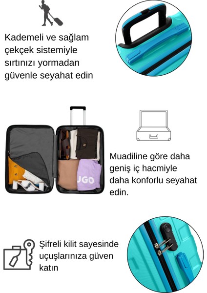 2'li Valiz Seti Büyük Boy - Orta Boy Su Yeşili 1167
