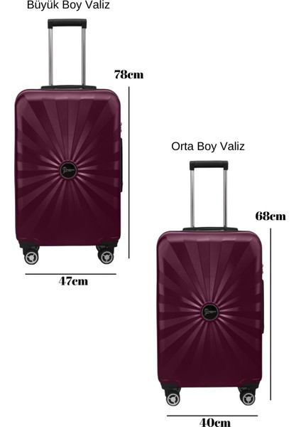 2'li Valiz Seti Polikarbon Büyük Boy – Orta Boy Valiz Bordo 1809 fiyatları