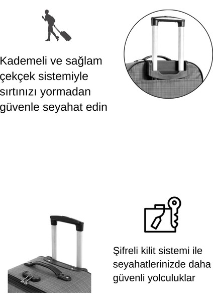Kabin Boy 4 Teker Kumaş Valiz Gri 1081 fırsatları