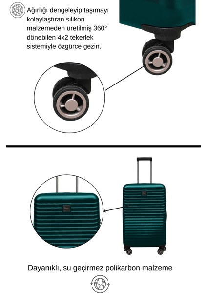 Büyük Boy %100 Polikarbon Valiz Petrol 1811 modelleri