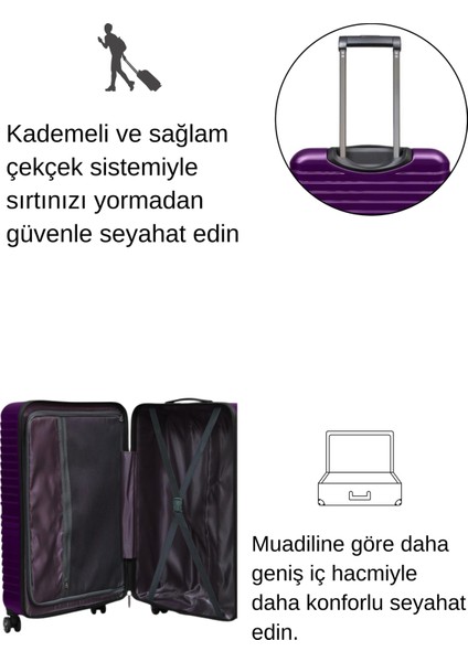 Orta Boy %100 Polikarbon Valiz Mürdüm 1811 fırsatları