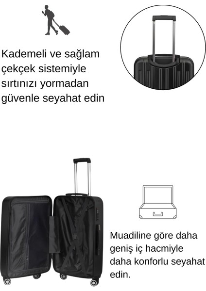 Orta Boy %100 Polikarbon Valiz Parlak Siyah 1810 fırsatları