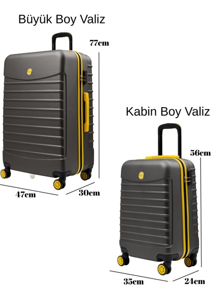 2'li Valiz Seti Büyük Boy - Kabin Boy Antrasit 1168 fırsatları