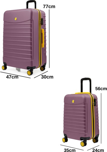 2'li Valiz Seti Büyük Boy - Kabin Boy Rose 1168