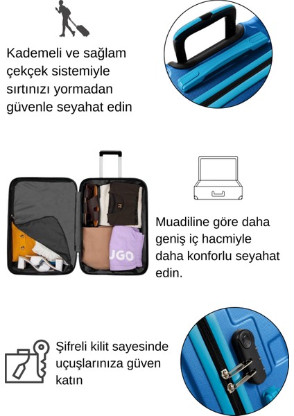 Büyük Boy Valiz 4x2 Teker Mavi 1167