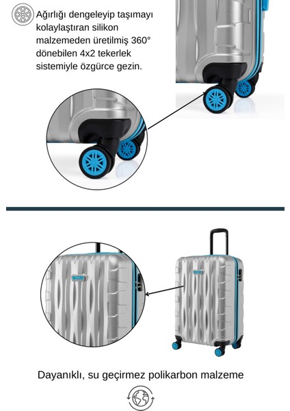 Büyük Boy Valiz 4x2 Teker Gri 1167 modelleri