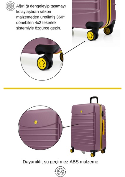2'li Valiz Seti Büyük Boy - Kabin Boy Rose 1168 fiyatları