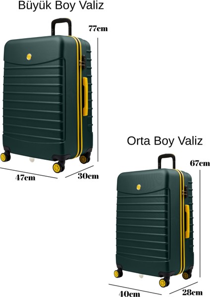 2'li Valiz Seti Büyük Boy - Orta Boy Haki 1168 fırsatları
