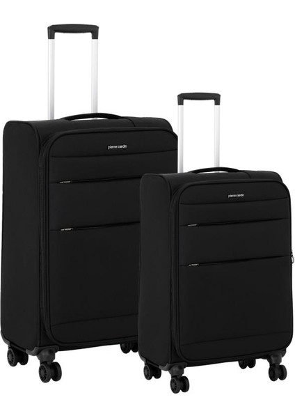 2'li Valiz Seti Orta Ve Kabin Boy Lüx Kumaş Valiz Siyah 04pc4200