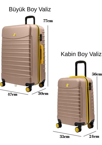 2'li Valiz Seti Büyük Boy - Kabin Boy Altın 1168 fırsatları