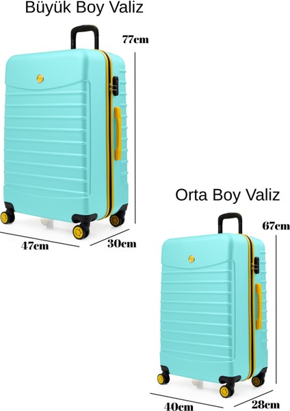 2'li Valiz Seti Büyük Boy - Orta Boy Su Yeşili 1168 fırsatları