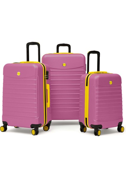 3'lü Valiz Seti Büyük Boy - Orta Boy - Kabin Boy Pembe 1168