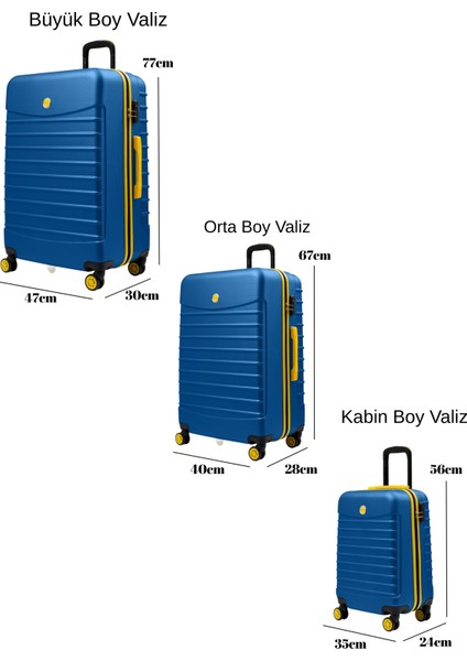 3'lü Valiz Seti Büyük Boy - Orta Boy - Kabin Boy Lacivert 1168 fırsatları