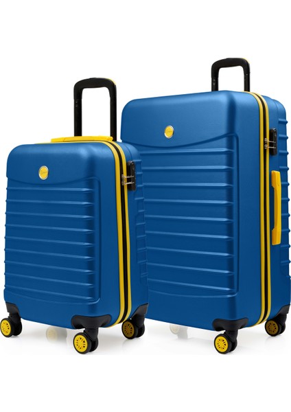 2'li Valiz Seti Büyük Boy - Kabin Boy Lacivert 1168