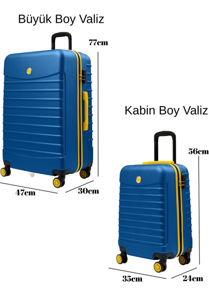 2'li Valiz Seti Büyük Boy - Kabin Boy Lacivert 1168 fiyatları