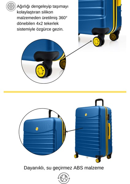 2'li Valiz Seti Büyük Boy - Kabin Boy Lacivert 1168 modelleri