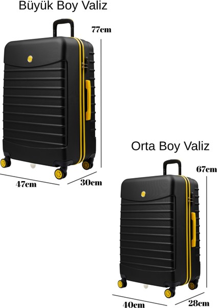 2'li Valiz Seti Büyük Boy - Orta Boy Siyah 1168 fırsatları