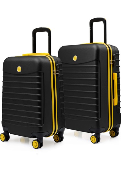 2'li Valiz Seti Orta Boy - Kabin Boy Siyah 1168