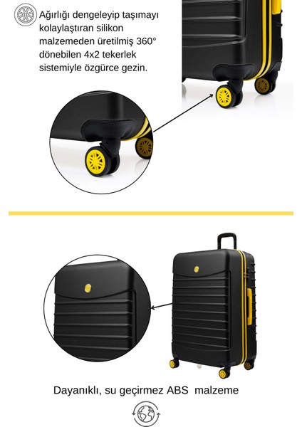 2'li Valiz Seti Orta Boy - Kabin Boy Siyah 1168 fiyatları