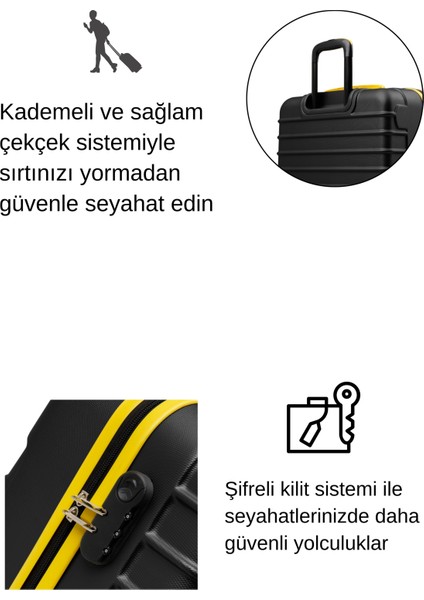 2'li Valiz Seti Orta Boy - Kabin Boy Siyah 1168 modelleri