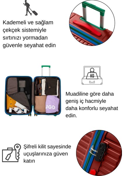 Kabin Boy %100 Polikarbon Valiz 4x2 Teker Bordo 1088